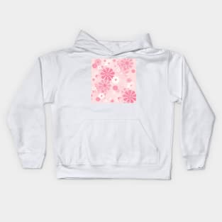 1960's Retro Mod Flowers in Blush Pink and White Kids Hoodie